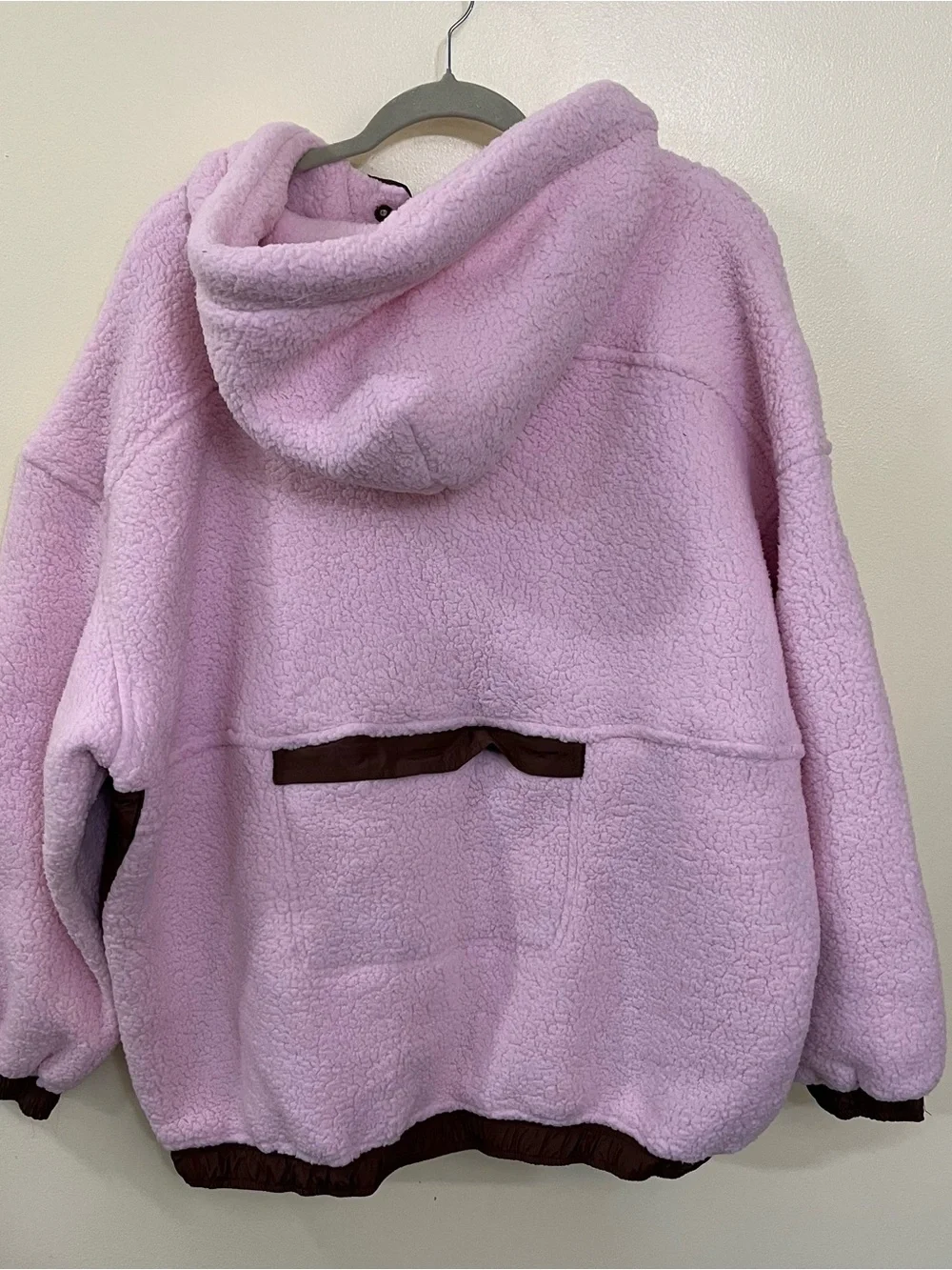 NEW Altar’d State AS Revival Pink and Brown Oversized Sherpa Hoodie Size XS NWT